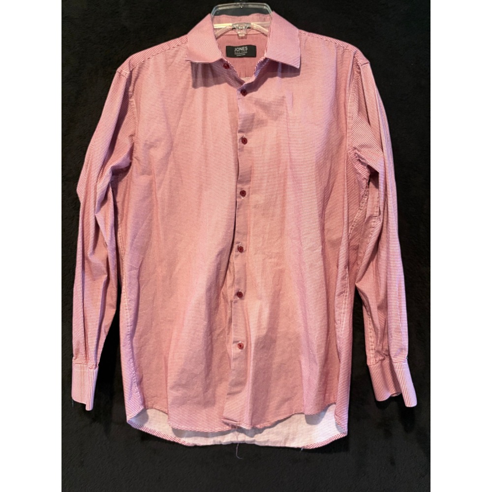 Jones New York Signature Dress‎ Shirt Stretch Red Checkered Mens Size M